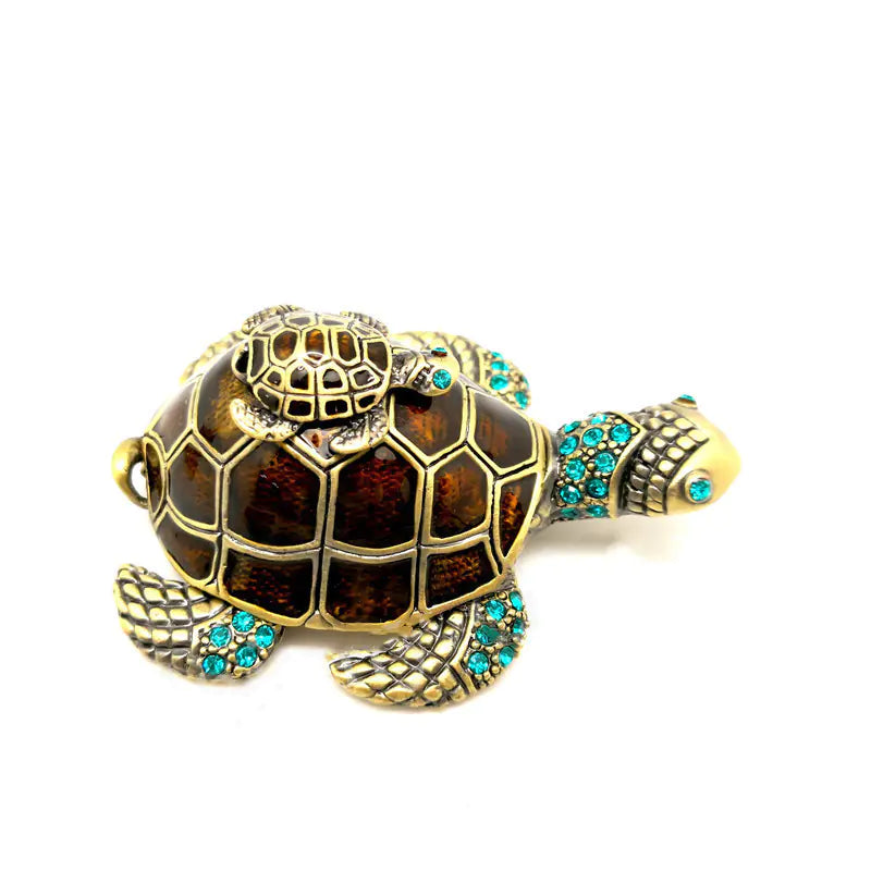 Turtle Alloy Enamel Jewelry Box for Storage