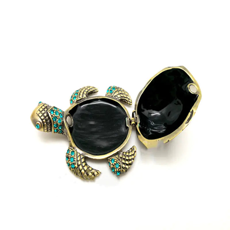 Turtle Alloy Enamel Jewelry Box for Storage