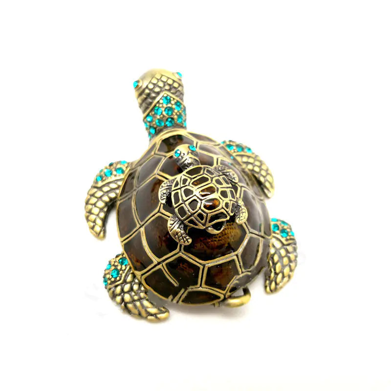 Turtle Alloy Enamel Jewelry Box for Storage