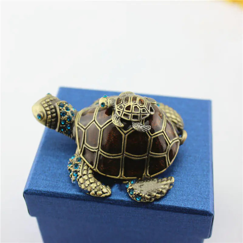 Turtle Alloy Enamel Jewelry Box for Storage