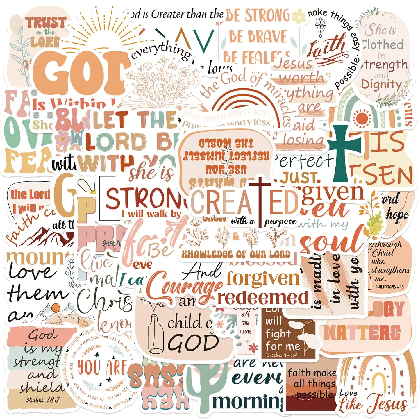 Boho Bible Verse Christian Stickers - 50PCS Inspirational Bible Stickers