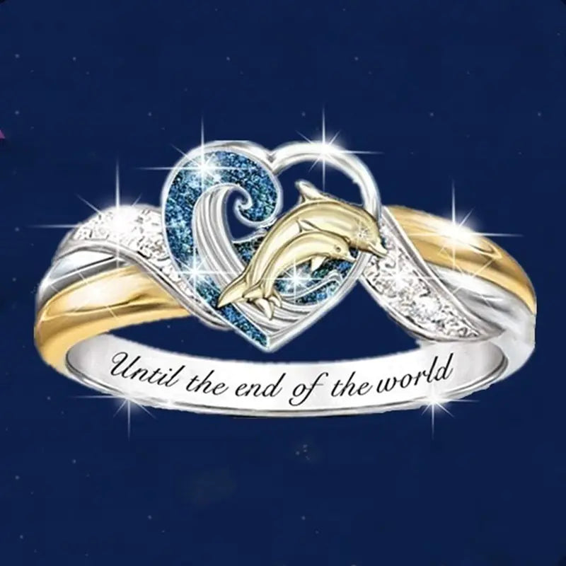 Elegant Dolphin Sapphire Engagement Ring for Women