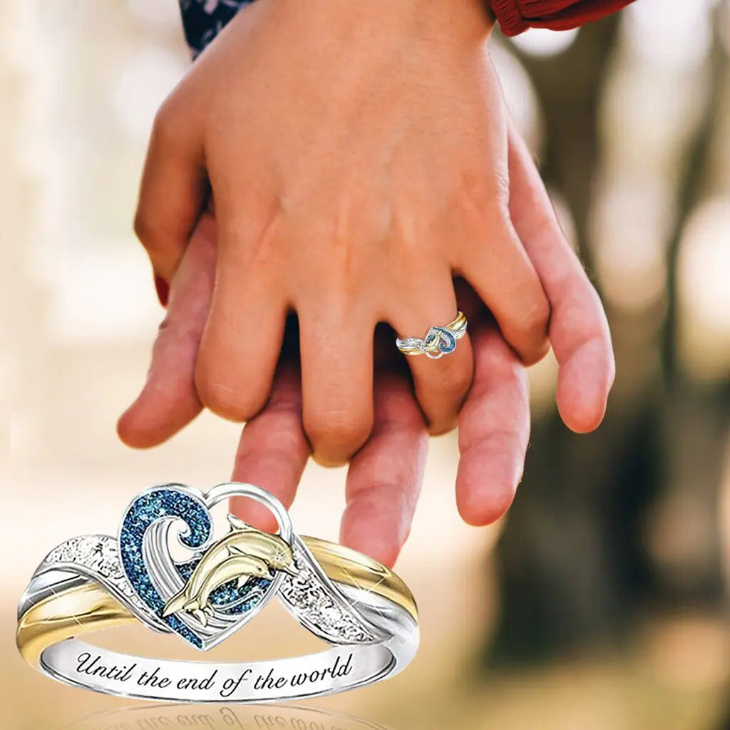 Elegant Dolphin Sapphire Engagement Ring for Women