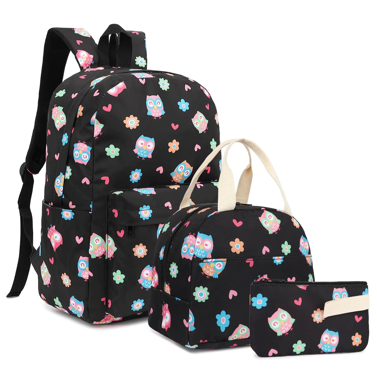 Owl Trio School Backpack Set for Girls