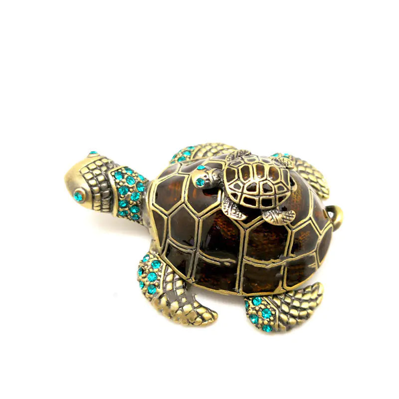 Turtle Alloy Enamel Jewelry Box for Storage