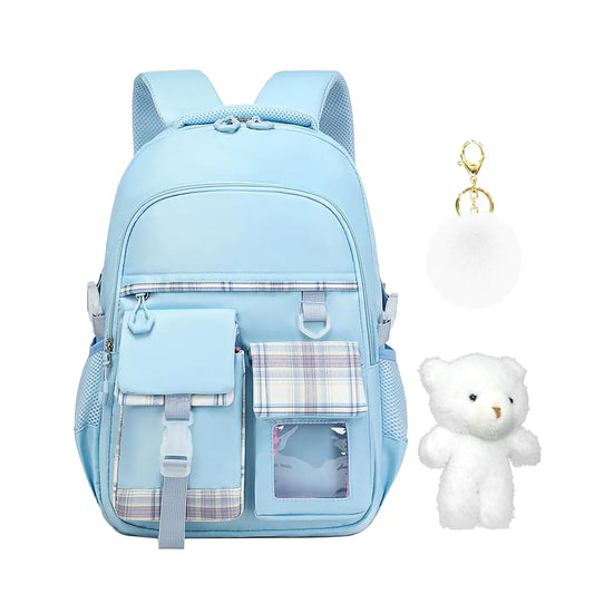 Chic Blue Kawaii Youth School Backpack