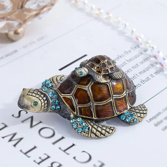 Turtle Alloy Enamel Jewelry Box for Storage